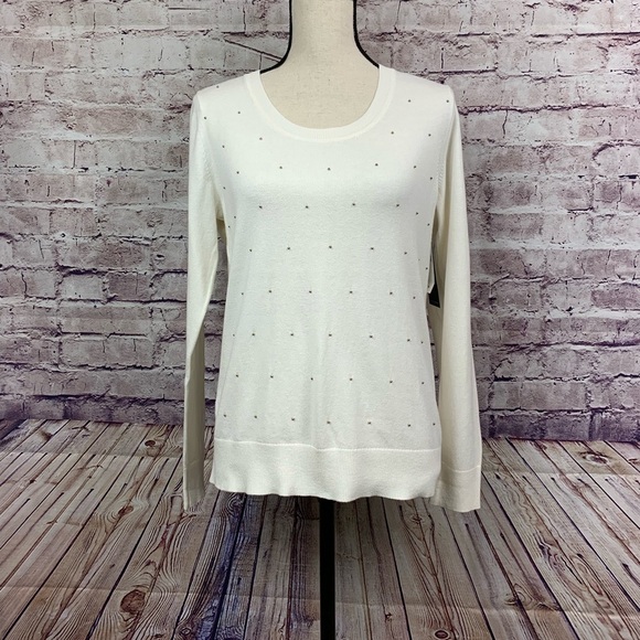 Banana Republic Ivory Embellished Knit Sweater - Picture 1 of 8